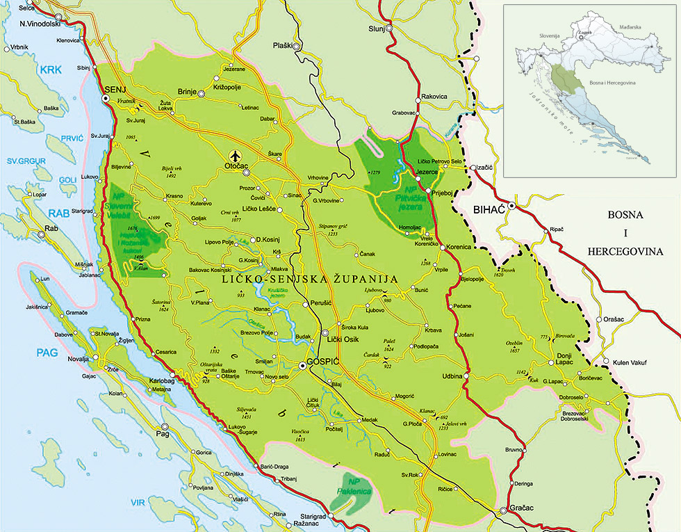 karta otočac Visit Lika   Map of Lika Senj County karta otočac